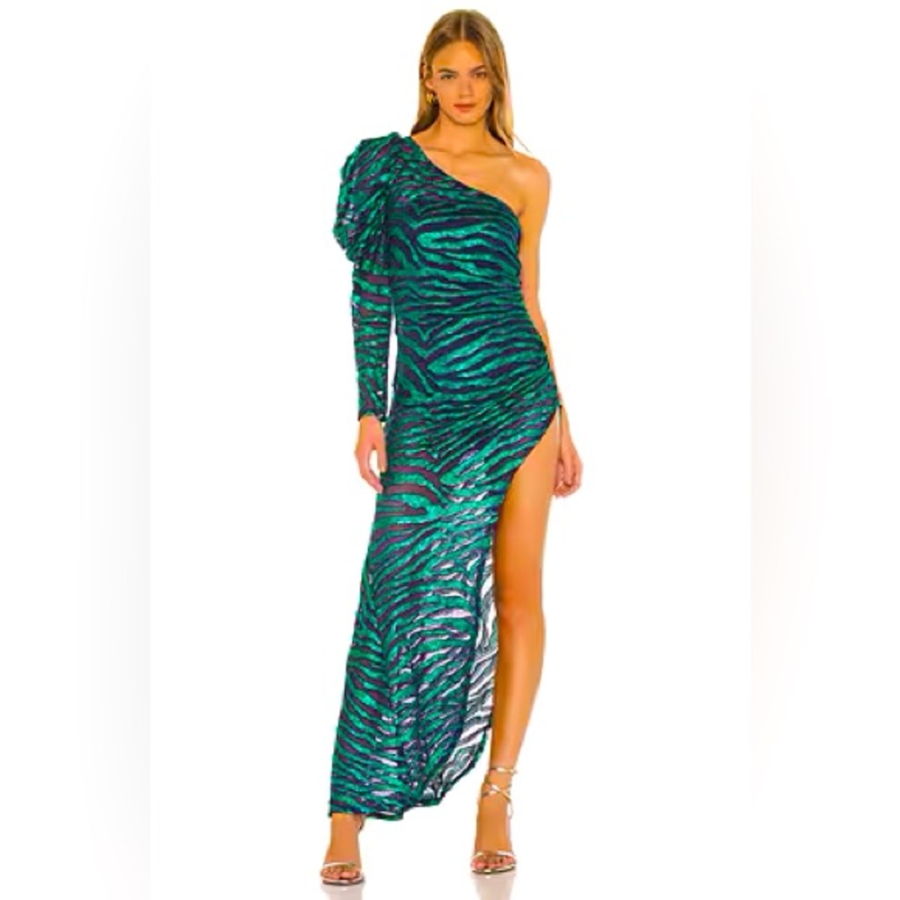 For Love and Lemons Gown - Teal Zebra, XS